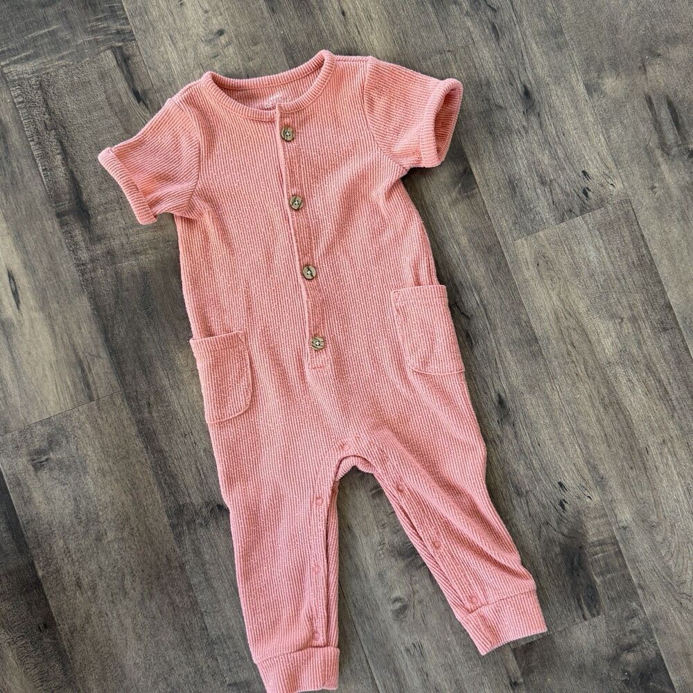 Baby Girl Romper Cozy Thermal Pink Coral 12months Cat & Jack